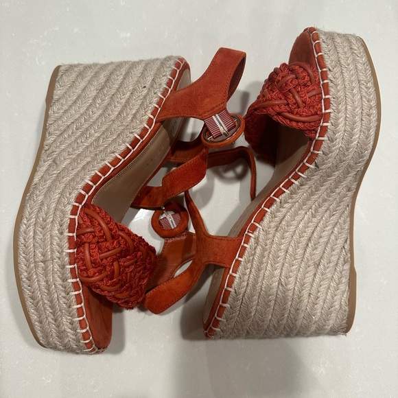 Veronica Beard Reema Espadrille Platform Sandal in coral red - Picture 5 of 7